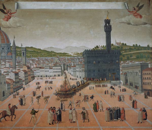Savonarola Being Burnt at the Stake, Piazza della Signoria, Florence de Scuola pittorica italiana