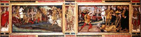 Cassone panel depicting a revolt in Rome in 451 BC and the death of Appius Claudius de Scuola pittorica italiana