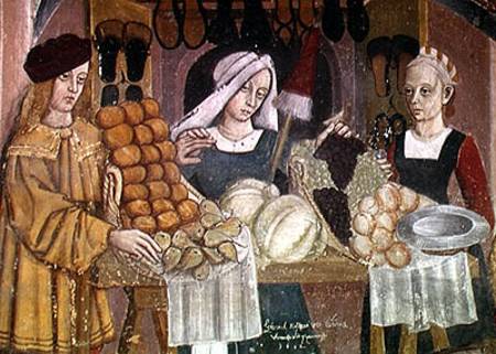 The Fruit Sellers' Stand, detail from 'The Fruit and Vegetable Market' de Scuola pittorica italiana
