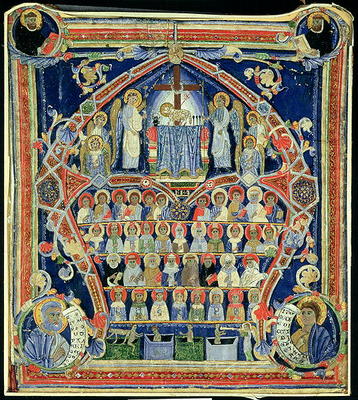 Historiated initial 'A' depicting The Last Judgement (vellum) de Scuola pittorica italiana