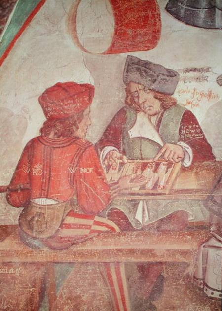 Interior of an Inn, detail of backgammon players de Scuola pittorica italiana