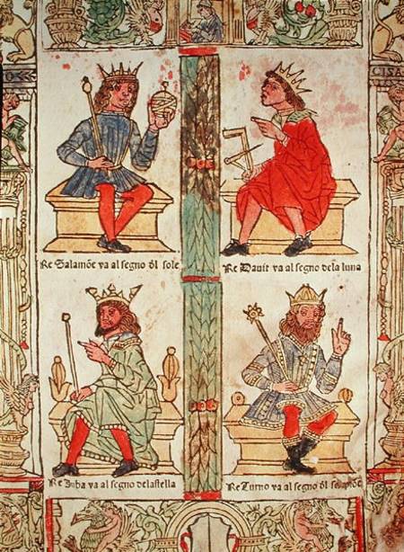 King David, Solomon, Luba and Turnis, from 'Libro de la Sorte e de la Ventura' by Lorenzo Spirito de Scuola pittorica italiana