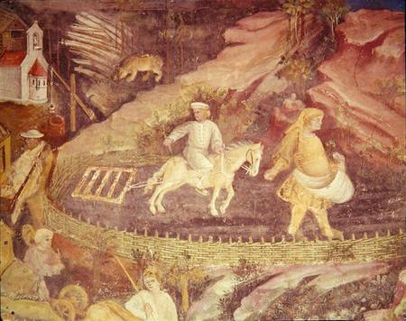 The Month of April, detail of ploughing de Scuola pittorica italiana