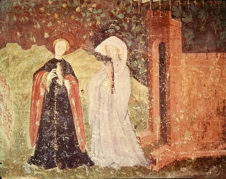 The Month of June, detail of two women going for a walk de Scuola pittorica italiana