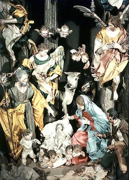 The Nativity, made in Naples, detail of the central section de Scuola pittorica italiana