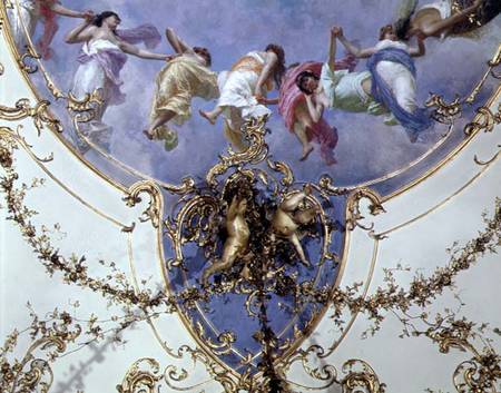 The 'Sala di Rappresentanza' (Hall of the Representatives) detail of fresco depicting dancing nymphs de Scuola pittorica italiana