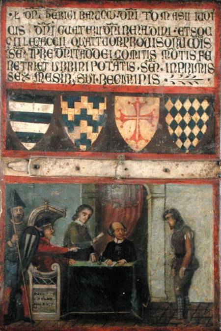 Scene of Justice with Four Coats of Arms de Scuola pittorica italiana