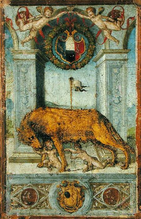 The She-Wolf Suckling Romulus and Remus de Scuola pittorica italiana
