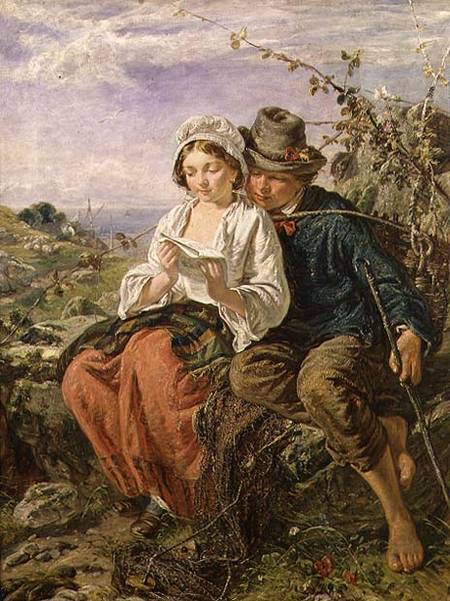 A Wood Gatherer and a Girl Reading de Scuola pittorica italiana