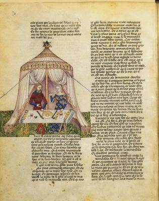 Ms.Fr 343 f.31v Sir Percival is tempted by a damsel who gives him a feast before seducing him, from de Italian School, (14th century)