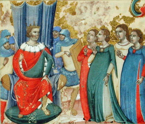 Salome asking Herod for the Head of St. John (vellum) de Italian School, (14th century)