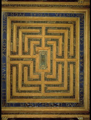 Maze design, from the ceiling of the Sala del Labirinto (photo) de Italian School, (15th century)