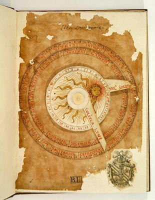 Ms Lat 696 W.8.20 fol.1r Sundial calendar, from 'Liber Physiognomiae', c.1440 (vellum) de Italian School, (15th century)
