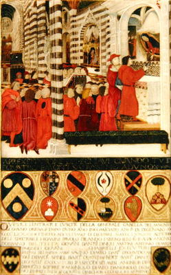 The Keys of Siena Given to the Virgin, 1483 (oil on panel) de Italian School, (15th century)