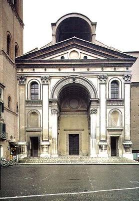 View of the facade designed by Leon Battista Alberti (1404-72) built after his death by Luca Fancell de Italian School, (15th century)