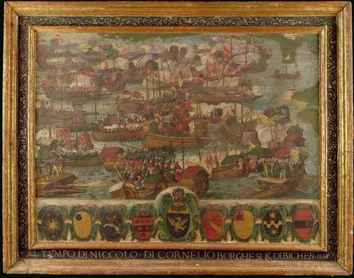 Naval Battle of Lepanto, 1571 (oil on panel) de Italian School, (16th century)