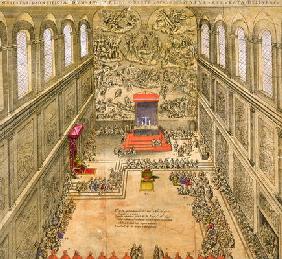 Audience Chapel at the Vatican (colour engraving)