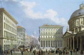 The City Hall and Piazza di San Carlo from 'Views of Milan and its Environs' (colour litho)