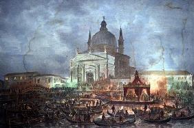 View of the Chiesa del Redentore and Boats on Carnival Day (litho)