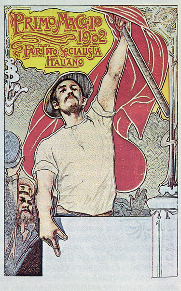 1st May, Poster of the Italian Socialist Party, 1901 (colour litho) de Italian School, (20th century)