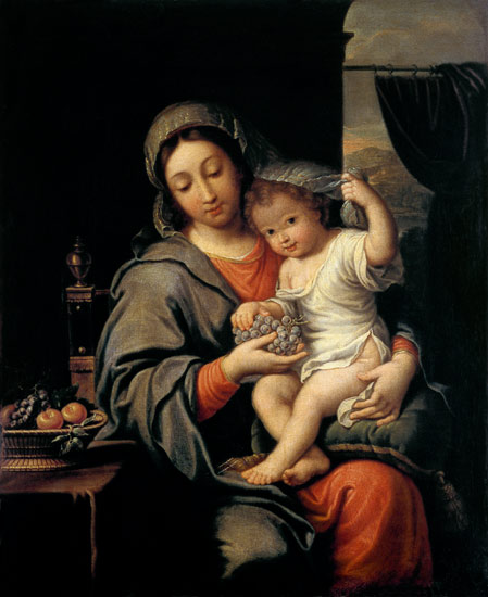Madonna con niño y uvas de Italienisch