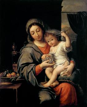 Madonna con niño y uvas