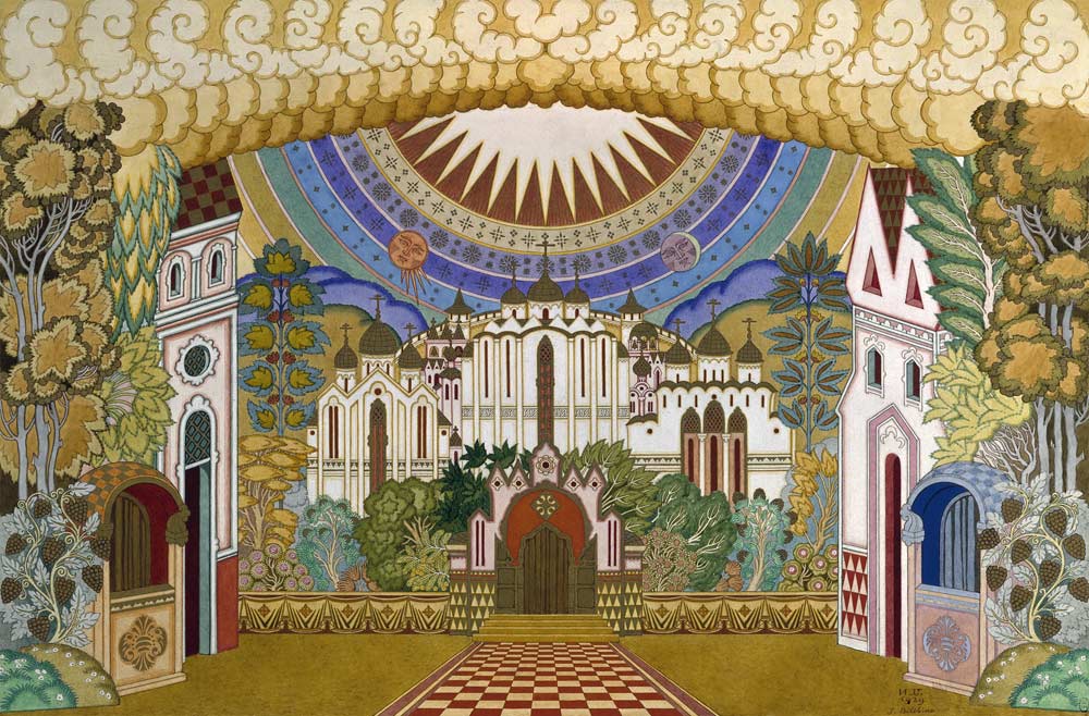 Stage design for the opera The Legend of the Invisible City of Kitezh and the Maiden Fevronia by N.  de Ivan Jakovlevich Bilibin