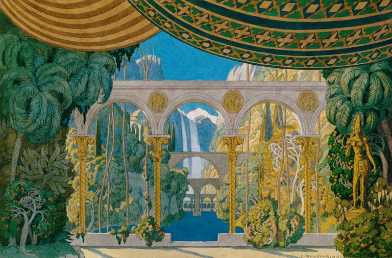 The Gardens of Chernomor. Stage design for the opera Ruslan and Ludmila by M. Glinka de Ivan Jakovlevich Bilibin