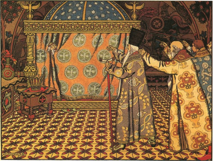 Illustration to the fairytale The Golden Cockerel by A. Pushkin de Ivan Jakovlevich Bilibin