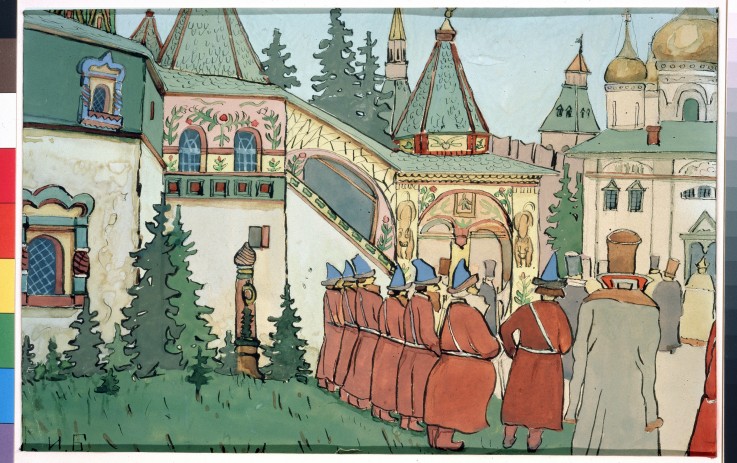 Illustration for the Fairy tale The Feather of Finist the Falcon de Ivan Jakovlevich Bilibin