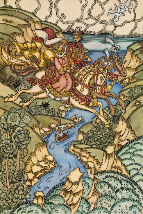 Illustration for the Fairy tale Marya Morevna de Ivan Jakovlevich Bilibin