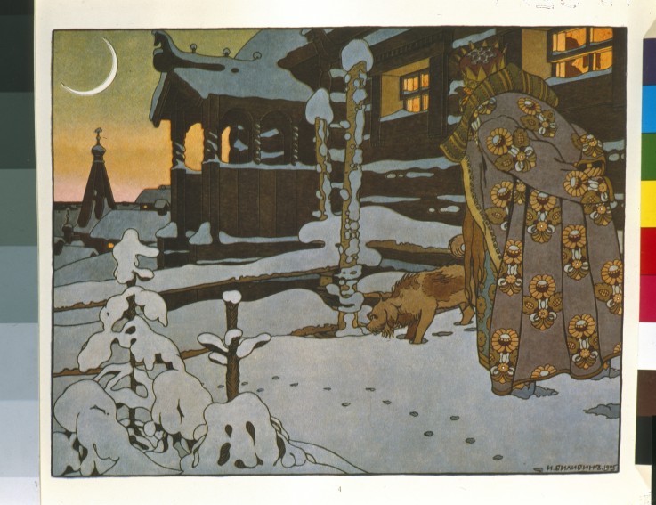 Illustration for the Fairy tale of the Tsar Saltan by A. Pushkin de Ivan Jakovlevich Bilibin