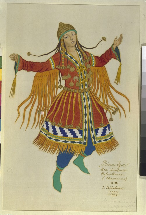 Polovtsian Maiden. Costume design for the opera Prince Igor by A. Borodin de Ivan Jakovlevich Bilibin