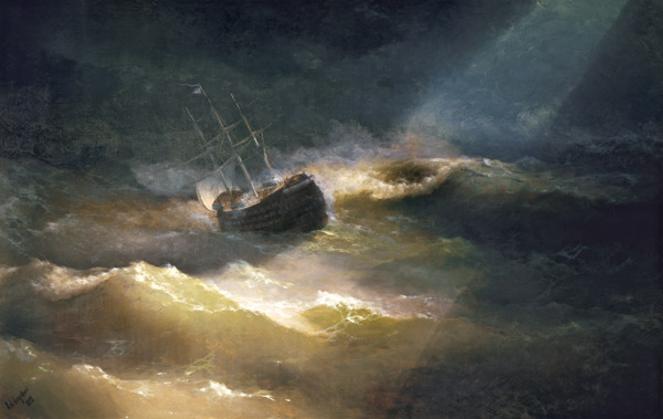 Ship in Storm de Iwan Konstantinowitsch Aiwasowski