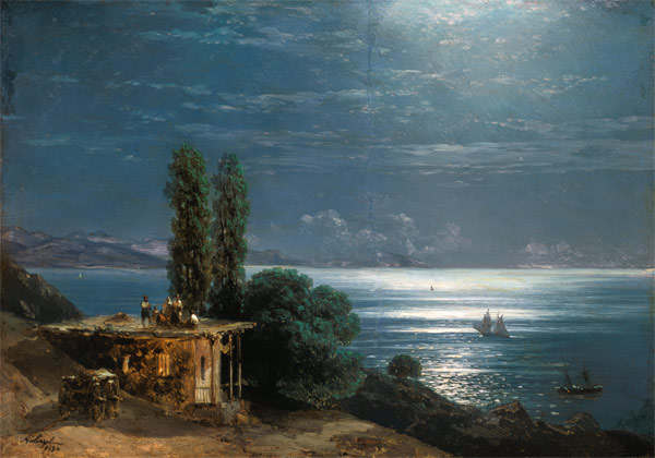 Evening landscape's villa inspired by the sea. de Iwan Konstantinowitsch Aiwasowski