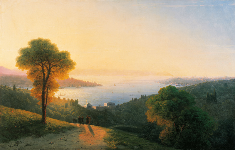 Blick auf den Bosporus von der europäischen Seite de Iwan Konstantinowitsch Aiwasowski