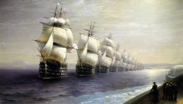 The Parade of Ships in 1849 de Iwan Konstantinowitsch Aiwasowski
