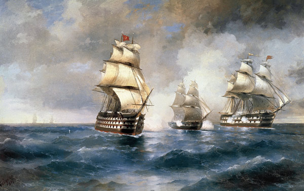 Brig "Mercury" Attacked by Two Turkish Ships on May 14, 1829 de Iwan Konstantinowitsch Aiwasowski