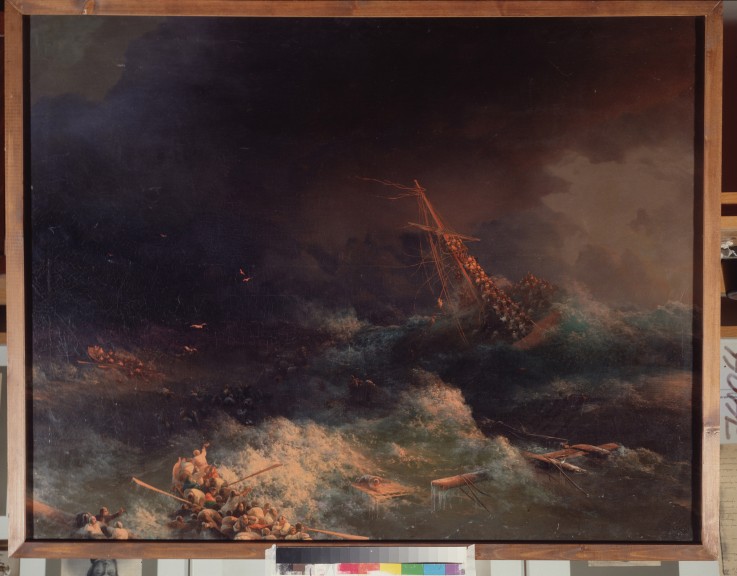 The disaster of the Liner Ingermanland at Skagerrake near Norway on August 30, 1842 de Iwan Konstantinowitsch Aiwasowski