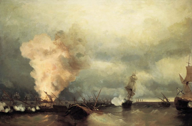 The Battle of Vyborg Bay on July 3, 1790 de Iwan Konstantinowitsch Aiwasowski