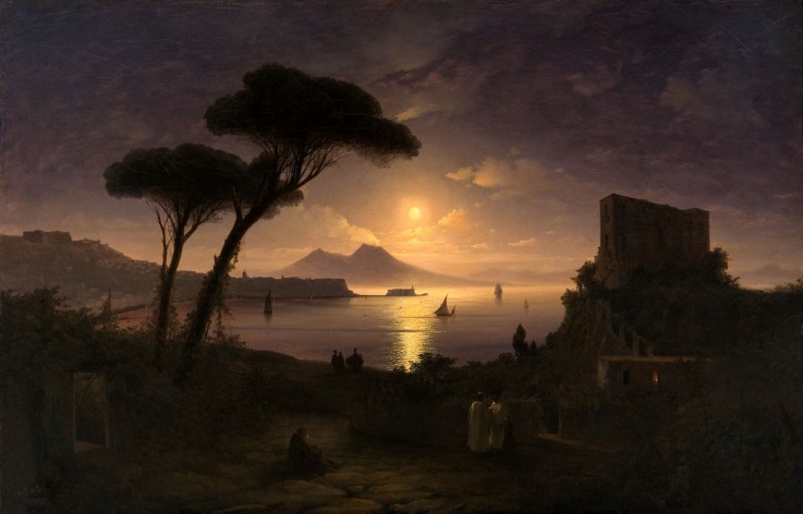 The Bay of Naples at Moonlit Night de Iwan Konstantinowitsch Aiwasowski