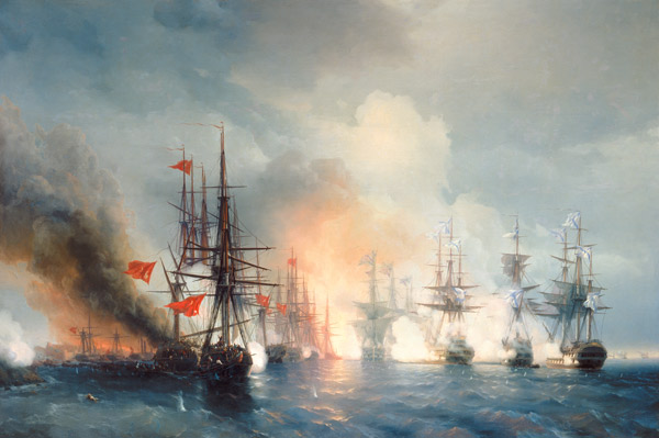 Russian-Turkish Sea Battle of Sinop on 18th November 1853 de Iwan Konstantinowitsch Aiwasowski