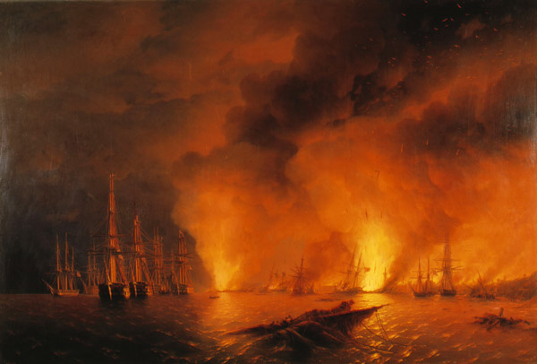 The naval Battle of Sinop on 30 November 1853 de Iwan Konstantinowitsch Aiwasowski