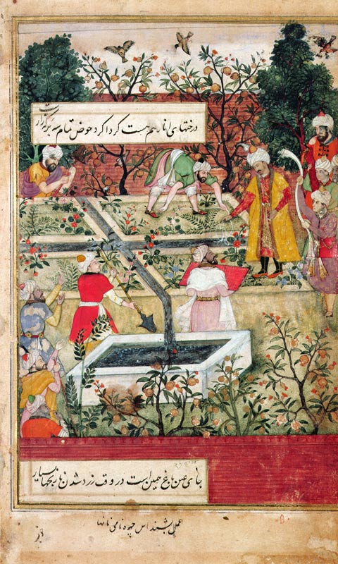 Emperor Babur (c.1494-1530) surveying the establishment of a Garden in Kabul, c.1600 de J. Dorman