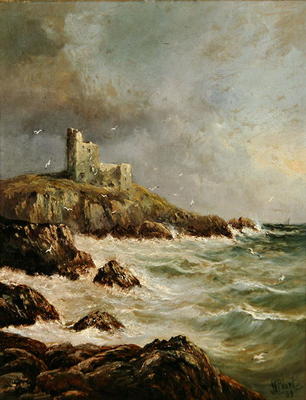 Ruined Castle on Rocky Shore, 1889 (oil on canvas) de J. H. Blunt