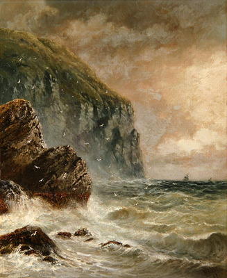 Seascape with Cliff, 1889 (oil on canvas) de J. H. Blunt