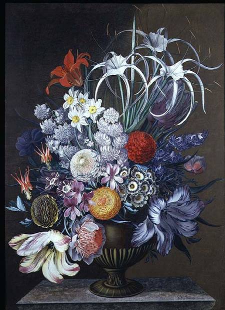 Still life of flowers (one of a pair) de J.A. Simson