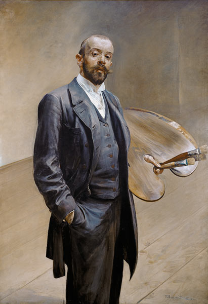 Self-portrait with pallet de Jacek Malczewski