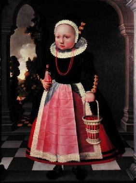 Portrait of a Little Girl Holding a Doll and a Basket 1625