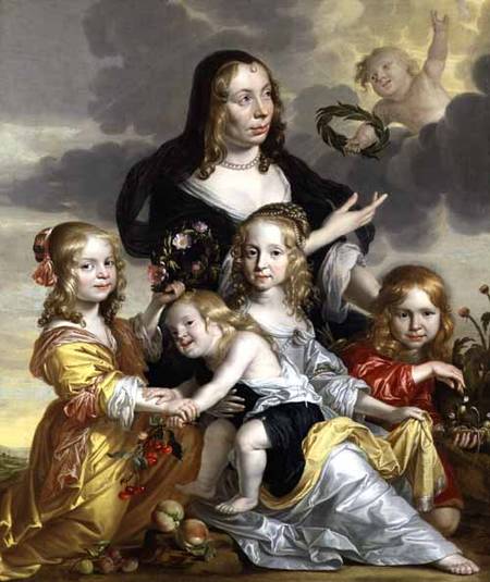 Portrait of a Lady with her Four Children de Jacob Fransz van der Merck